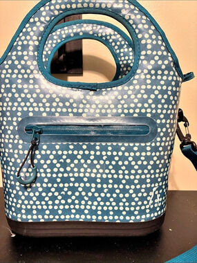 Oliviet original penguin Polka Dot Shoulder Bag in Blue & White